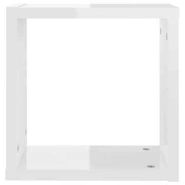 Wall Cube Shelves 2 pcs High Gloss White 30x15x30 cm