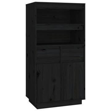 Highboard Black 60x40x116.5 cm Solid Wood Pine