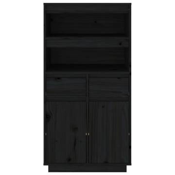 Highboard Black 60x40x116.5 cm Solid Wood Pine