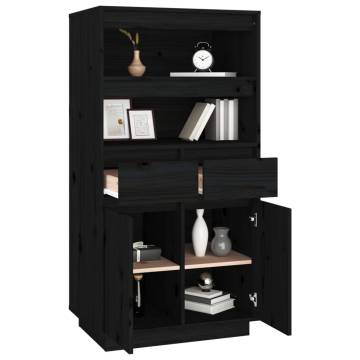 Highboard Black 60x40x116.5 cm Solid Wood Pine