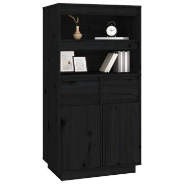 Highboard Black 60x40x116.5 cm Solid Wood Pine