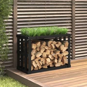 Outdoor Log Holder Black 108x52x74 cm Solid Wood Pine