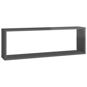 Wall Cube Shelf 6 pcs High Gloss Grey 80x15x26.5 cm Engineered Wood