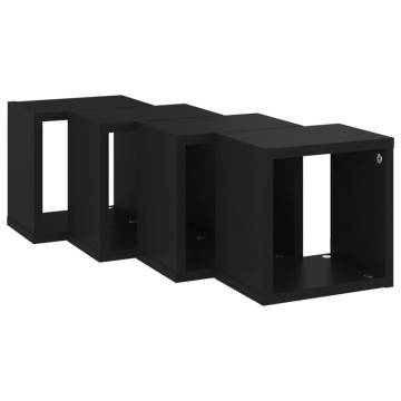 Wall Cube Shelves 4 pcs Black 22x15x22 cm