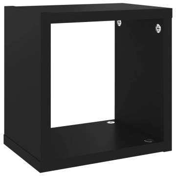 Wall Cube Shelves 4 pcs Black 22x15x22 cm