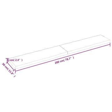 Bathroom Countertop 200x30x(2-6) cm Untreated Solid Wood