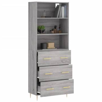 Highboard Grey Sonoma 69.5x34x180 cm Engineered Wood