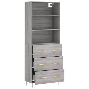 Highboard Grey Sonoma 69.5x34x180 cm Engineered Wood