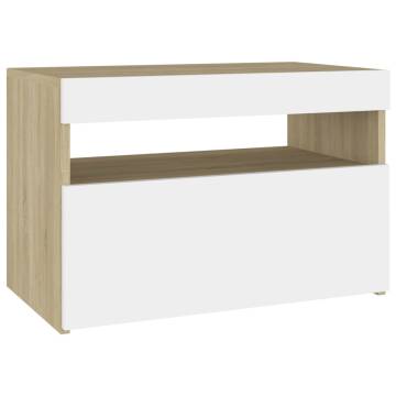 TV Cabinets with LED Lights 2 pcs White and Sonoma Oak 60x35x40 cm