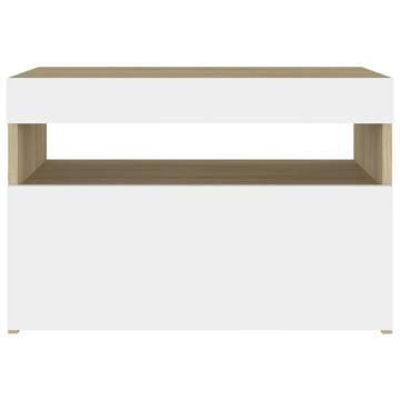 TV Cabinets with LED Lights 2 pcs White and Sonoma Oak 60x35x40 cm