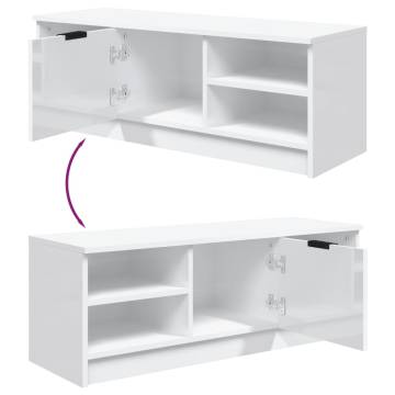 TV Cabinet High Gloss White 102x35.5x36.5 cm Engineered Wood