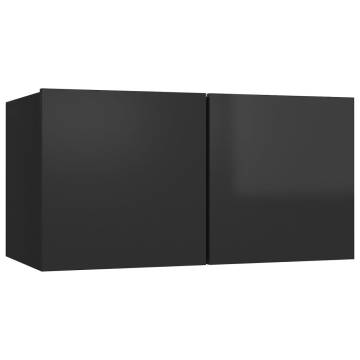 3 Piece TV Cabinet Set High Gloss Black Engineered Wood