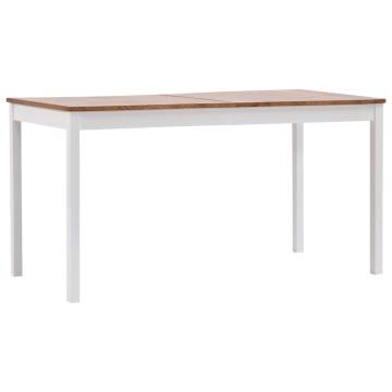 Dining Table White and Brown 140x70x73 cm Pinewood