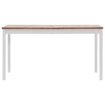 Dining Table White and Brown 140x70x73 cm Pinewood