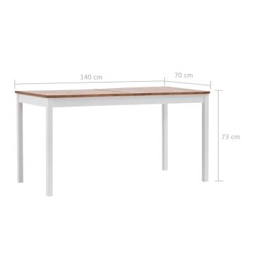 Dining Table White and Brown 140x70x73 cm Pinewood