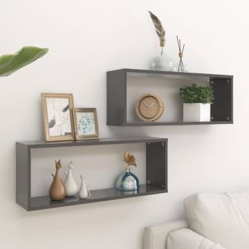 Wall Cube Shelf 2 pcs Grey 60x15x23 cm Engineered Wood