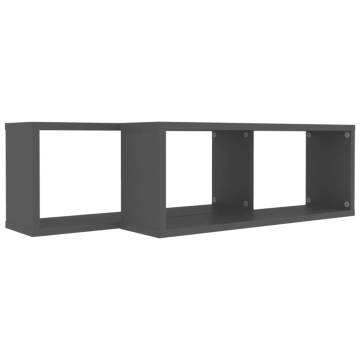 Wall Cube Shelf 2 pcs Grey 60x15x23 cm Engineered Wood