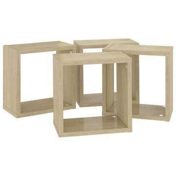 Wall Cube Shelves 4 pcs Sonoma Oak 26x15x26 cm