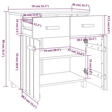 Sideboard HAMAR Light Grey 79x40x80 cm Solid Wood Pine