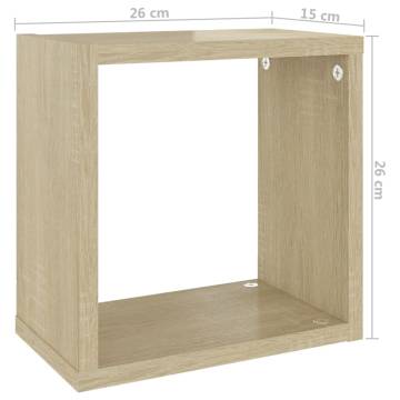 Wall Cube Shelves 4 pcs Sonoma Oak 26x15x26 cm