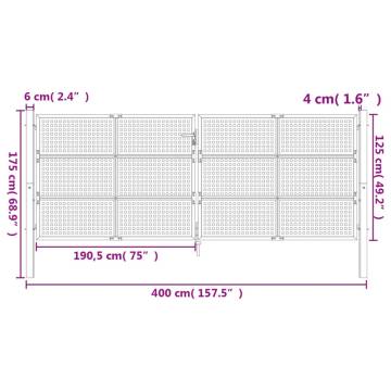 Garden Gate Anthracite 400x175 cm Steel