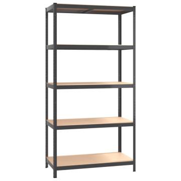 5-Layer Shelves 2 pcs Anthracite Steel&Engineered Wood