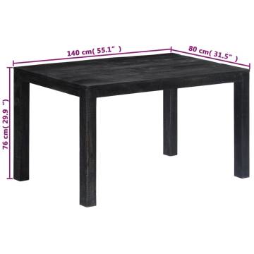 Dining Table Black 140x80x76 cm Solid Mango Wood