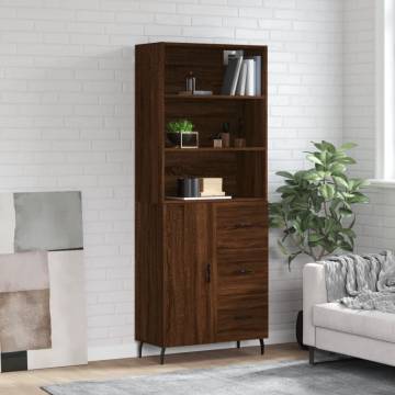 Highboard Brown Oak 69.5x34x180 cm Engineered Wood