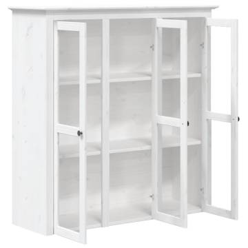 Cabinet with Glass Doors BODO White Solid Wood Pine