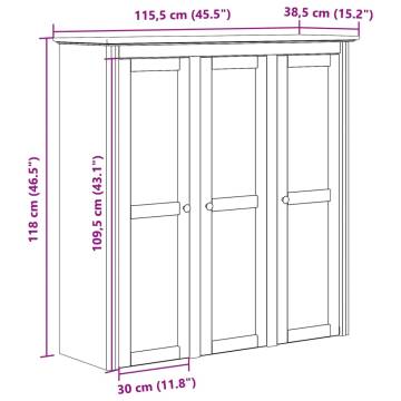 Cabinet with Glass Doors BODO White Solid Wood Pine