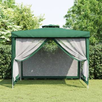 Gazebo with Double Roof Green 3x3x2.68 m Fabric