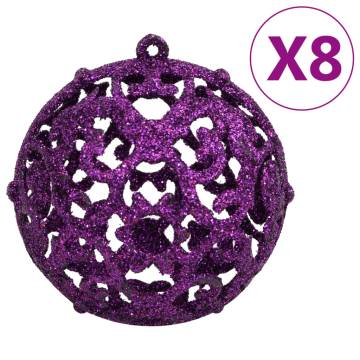 111 Piece Christmas Bauble Set Purple Polystyrene