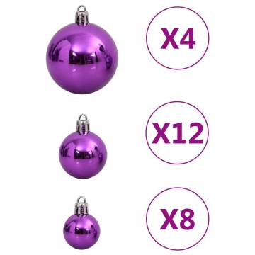 111 Piece Christmas Bauble Set Purple Polystyrene