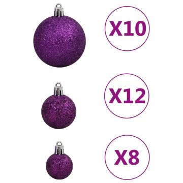 111 Piece Christmas Bauble Set Purple Polystyrene