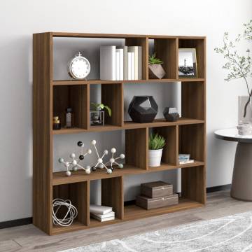 Book Cabinet Brown Oak 110x24x110 cm Engineered Wood