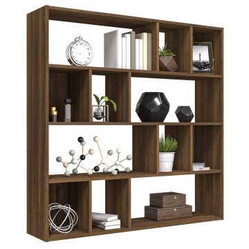 Book Cabinet Brown Oak 110x24x110 cm Engineered Wood