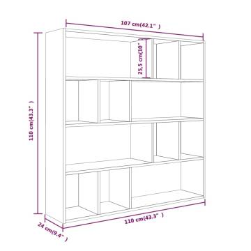 Book Cabinet Brown Oak 110x24x110 cm Engineered Wood