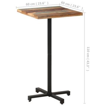 Bistro Table Square 60x60x110 cm Solid Reclaimed Wood