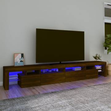 TV Cabinet with LED Lights Brown Oak 260x36.5x40 cm