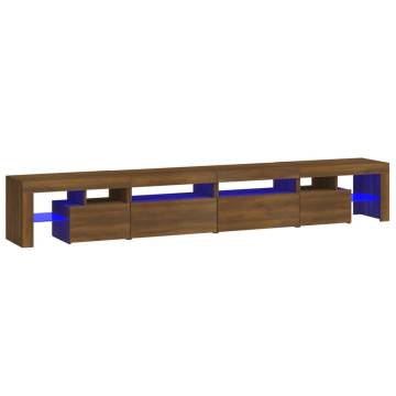 TV Cabinet with LED Lights Brown Oak 260x36.5x40 cm