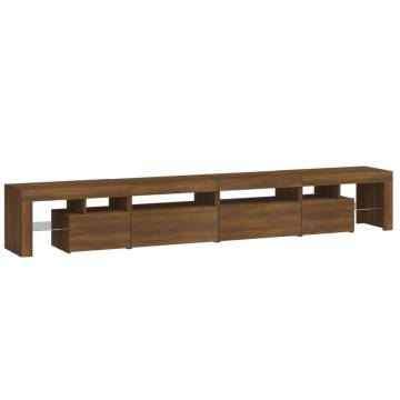 TV Cabinet with LED Lights Brown Oak 260x36.5x40 cm