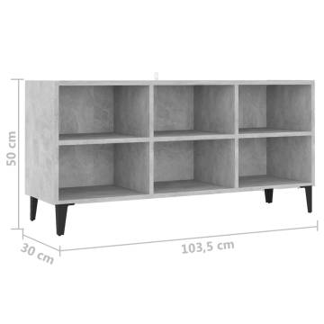 TV Cabinet with Metal Legs Concrete Grey 103.5x30x50 cm