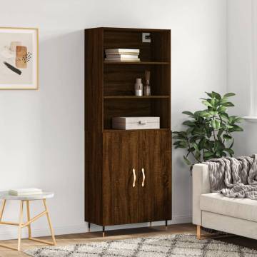 Highboard Brown Oak 69.5x34x180 cm Engineered Wood