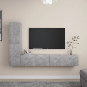 4 Piece TV Cabinet Set Concrete Grey Engineered Wood