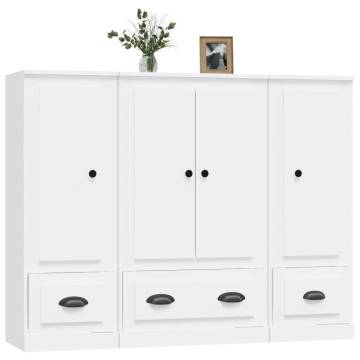 Highboards 3 pcs White Engineered Wood