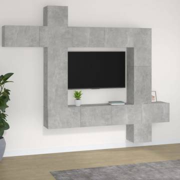 9 Piece TV Cabinet Set Concrete Grey Engineered Wood