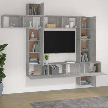 9 Piece TV Cabinet Set Concrete Grey Engineered Wood