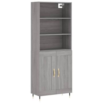 Highboard Grey Sonoma 69.5x34x180 cm Engineered Wood