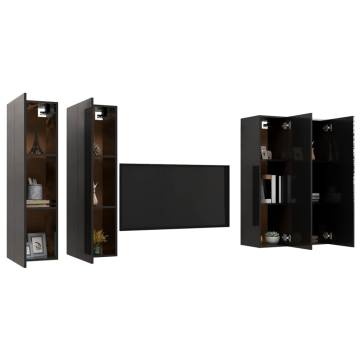 TV Cabinets 4 pcs High Gloss Black 30.5x30x110 cm Engineered Wood