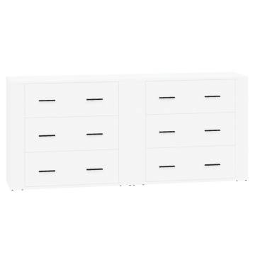 Sideboards 2 pcs High Gloss White Engineered Wood